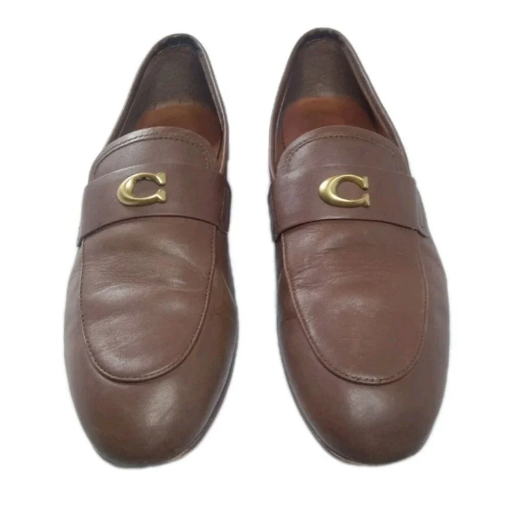 Coach Sculpt C Leather Loafers Men's Shoes Size 8.5 D Brown